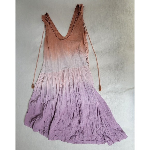 Free People Tunic Top Dress Bali Birdi Embroidered Open Tie Back Cottagecore - Picture 2 of 16